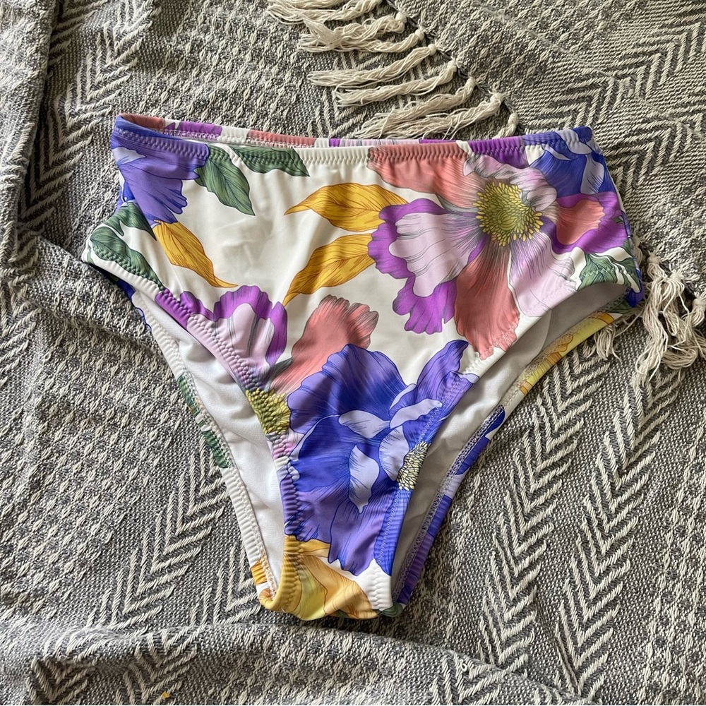 Shade & Shore Tropical Floral Bikini Swim Bottom Multicolor Sz M